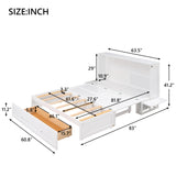 Queen Size Mobile Murphy Bed with Drawer and Little Shelves on Each Side,White