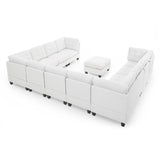 U shape Modular Sectional Sofa，DIY Combination，includes Seven Single Chair， Four Corner and One Ottoman，Ivory