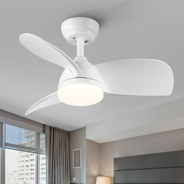 28 In Intergrated LED Ceiling Fan Lighting with White ABS Blade