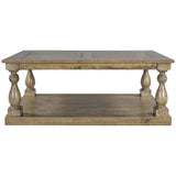 Rustic Floor Shelf Coffee Table with Storage, Solid Pine Wood