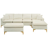 Cream Sectional Sofa with Ottoman