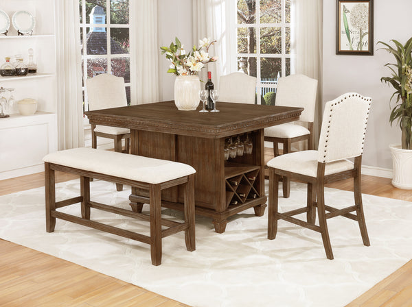 Traditional Vintage Style Regent 6Pc Counter Height Dining Set
