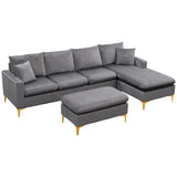 Grey Sectional Sofa with Ottoman