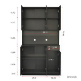 Tall Kitchen Cabinet, with 6-Doors, 1-Open Shelves and 1-Drawer
