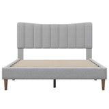Queen Upholstered Platform Bed Frame with Vertical Channel Tufted Headboard