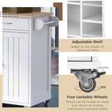 Kitchen Island Cart with Two Storage Cabinets，Wine Rack, Two Drawers, Spice Rack, Towel Rack