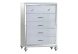 Queen 5 Piece LED Bedroom set made with wood in Silver Color