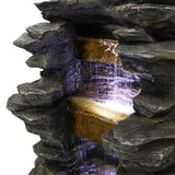 40 inch Rockery Shower Outdoor Water Fountain with LED Lights for Home&Office