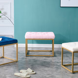 Velvet Shoe Changing Stool, Footstool, Square Cushion Foot Stool, Sofa stool, Rest stool,Low Stool .Step Stool, Small Footrest .Suitable for Clothes Shop,Living Room, Porch, Fitting Room.Pink Bench