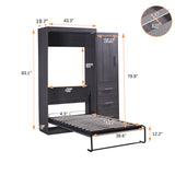 Twin Size Murphy Bed with Wardrobe and Drawers, Storage Bed