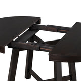 Round Extendable Dining Table with 16" Leaf Wood Kitchen Table