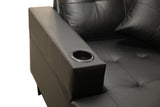 Sectional Sofa Set for Living Room with L Shape  Chaise Lounge ,cup holder and  Left or Right Hand Chaise  Modern 4 Seat (BLACK)