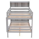 Grey Full Bunk Beds with Bookcase Headboard
