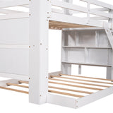 Twin Over Full Bunk Bed with Desk Storage