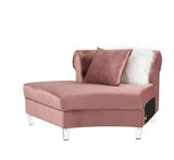 Pink Sectional Sofa w/7 Pillows, Pink Velvet