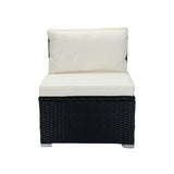 8 Piece Patio Sectional Wicker Rattan Outdoor Furniture Sofa Set with One Storage Box Under Seat and Cushion Box