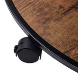 ON-TREND Round Coffee Table with Caster Wheels and Wood Textured Surface