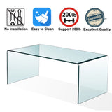 Glass Coffee Table, Tempered Clear Glass Coffee Table for Living Room