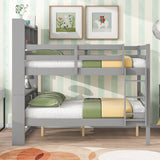 Full Over Full Bunk Beds with Bookcase Headboard