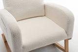 FONDHOME Modern Accent Rocking Chair, Upholstered Kids Glider Rocking Chair for Infants and Children, Teddy Material Comfort Arm Rocker, Lounge Armchair for Living Room, Beige