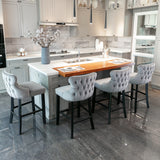 Contemporary Velvet Upholstered Wing-Back Barstools