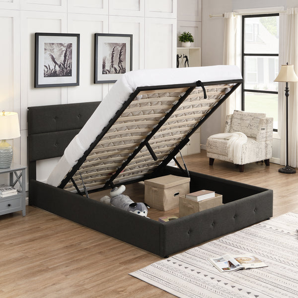 Upholstered Platform Bed with Underneath Storage - Queen