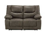 Grey Leather Reclining Loveseat