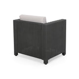 Riley Outdoor Wicker Print 2 Seater Chat Set with Ottomans  Dark Grey
