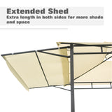 Iron Double Tiered Backyard Patio BBQ Grill Gazebo with Bar Counters, Beige