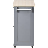 Kitchen Island Cart with Two Storage Cabinets and Four Locking Wheels, Wine Rack, Two Drawers, Spice Rack, Towel Rack
