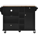 Kitchen Island Cart with Storage Cabinet and Two Locking Wheels, Solid wood Microwave cabinet