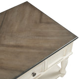 ON-TREND Two-tone Retro Cocktail Table Coffee Table Easy Assembly Movable with Caster Wheels
