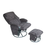 Fabric In Gray Swivel Reclining Rocking Nursery Chair & Ottoman Set
