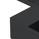 ON-TREND Modern Glossy Coffee Table With Drawer, 2-Tier Rectangle Center Table with Plug-in 16 colors LED lighting for Living room, 39.3”x19.6”x15.3”, Black