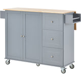 Rolling Mobile Kitchen Island with Solid Wood Top and Locking Wheels