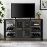 Wine Bar Cabinet, Liquor Storage Credenza, Sideboard with Wine Racks & Stemware Holder