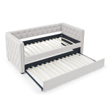 Daybed with Trundle Upholstered Tufted Sofa Bed, with Button