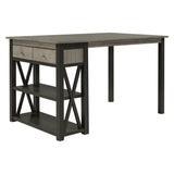 Rustic Wood 4-Piece Counter Height Dining Table Set with Storage Shelves and Drawer