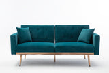 COOLMORE  Velvet  Sofa , Accent sofa .loveseat sofa with rose gold metal feet  and  Teal  Velvet