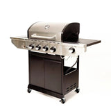 Propane Grill 4 Burner Barbecue Grill Stainless Steel Gas Grill with Side Burner and Thermometer for Outdoor BBQ, Camping