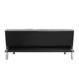 sofa bed with Armrest two holders  WOOD FRAME, STAINLESS LEG, FUTON GREY PVC