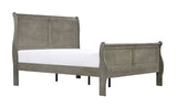 Louis Phillipe Gray Queen Size Panel Sleigh Bed Solid Wood Wooden Bedroom Furniture