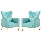 Modern Velvet Accent Chair with Arms, Wingback Reading Chair