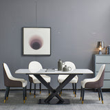 Sintered stone dinning table with 6 pcs Chairs - Carrara white color