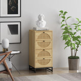 Natural rattan，Cabinet with 4 drawers，Suitable for living room, bedroom and study，Diversified storage