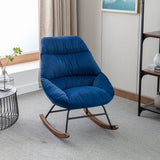 Tufted Upholstered Padded Seat Rocking Chair-Velvet Blue
