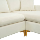 Cream Sectional Sofa with Ottoman