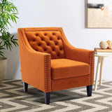 COOLMORE  accent armchair living room chair  with nailheads and solid wood legs