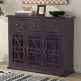 U-style Wood 35.4" Storage Cabinet with 3 Doors, 3 Drawers and Interior Shelf, Entryway Kitchen Dining Room