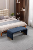 New Boucle Fabric Loveseat Ottoman Footstool Bedroom Bench Shoe Bench With Gold Metal Legs,Dark Blue